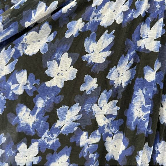 RTR ML Monique Lhuillier Melanie Black White & Blue Floral Maxi Dress Sz 10 - Picture 11 of 13